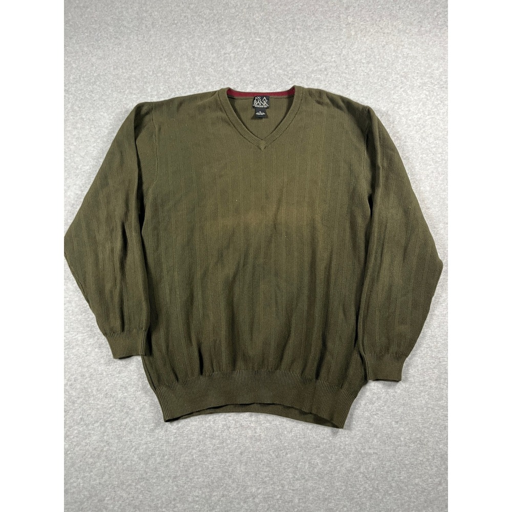 VTG Jos. A. Bank Sweater Mens XL Green V-Neck Dark Academia Preppy Old Money